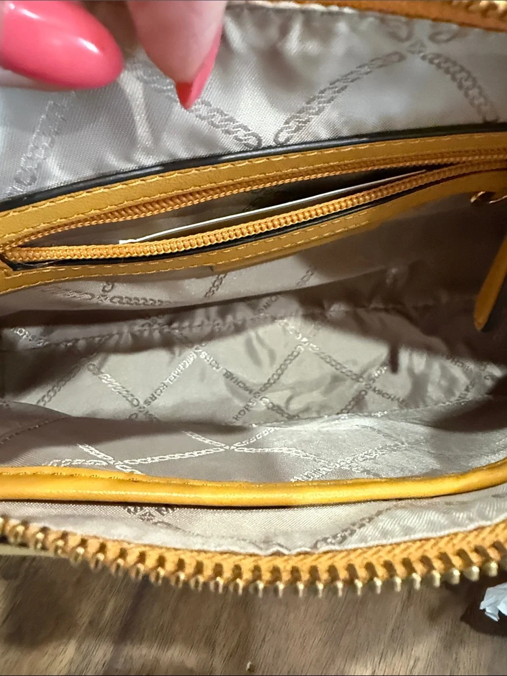 Michael Kors Astor Yellow Leather Studded Shoulder Bag